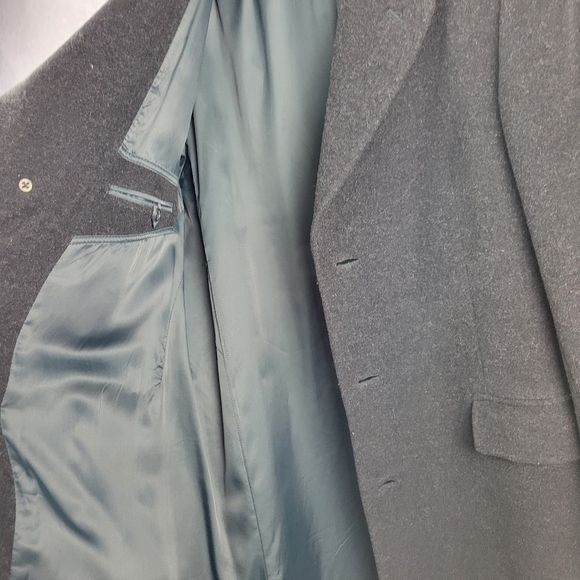 Trade Mark cashmere wool Full coat size L Black/White Italian Fabric - Picture 7 of 14